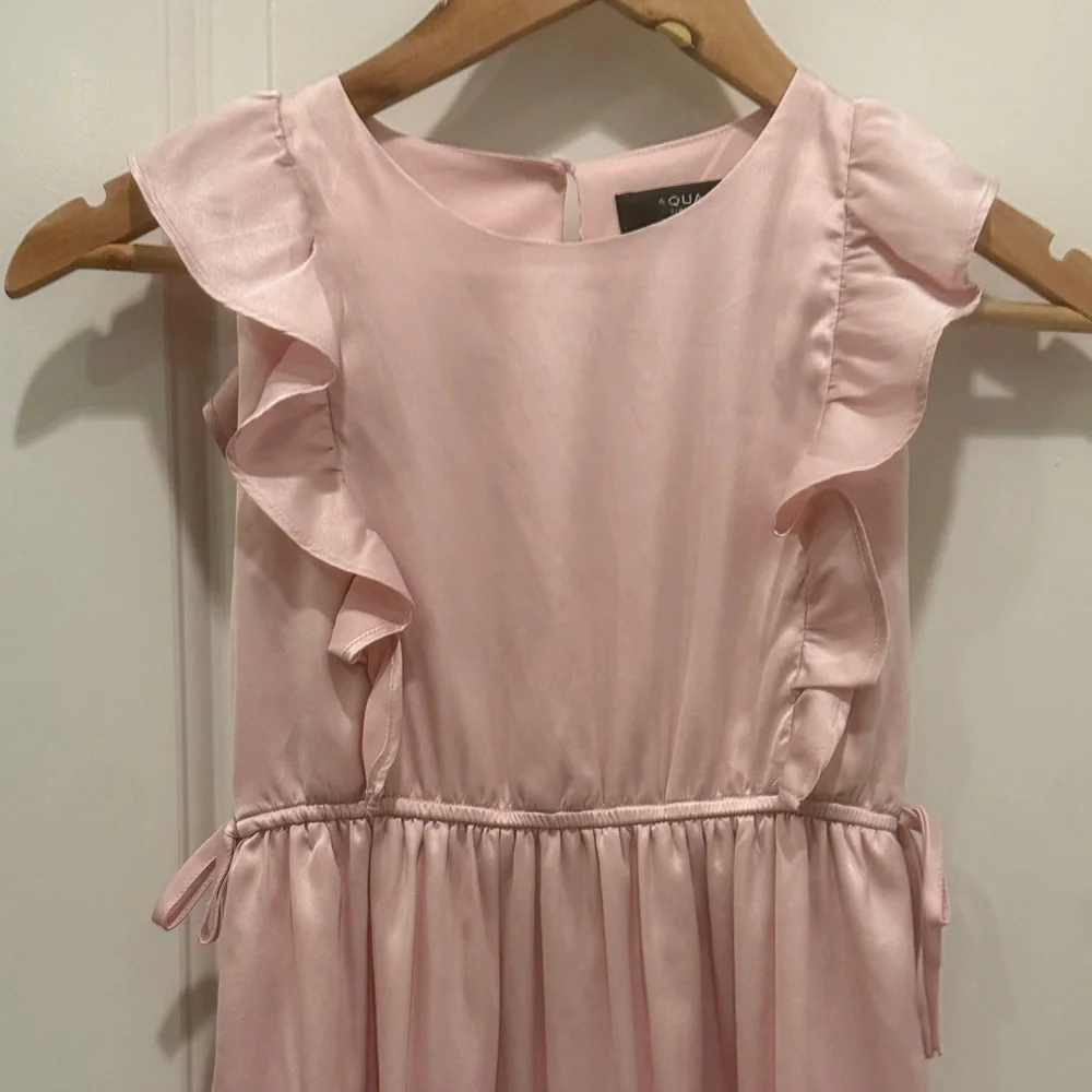 Aqua Satin Flutter Pink Girls' Dress